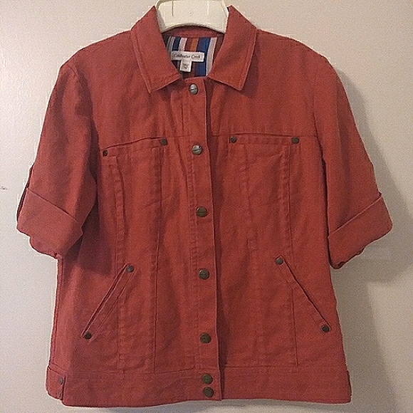 Coldwater Creek Linen Blend Snap Button Jacket Size 10 - Picture 1 of 15